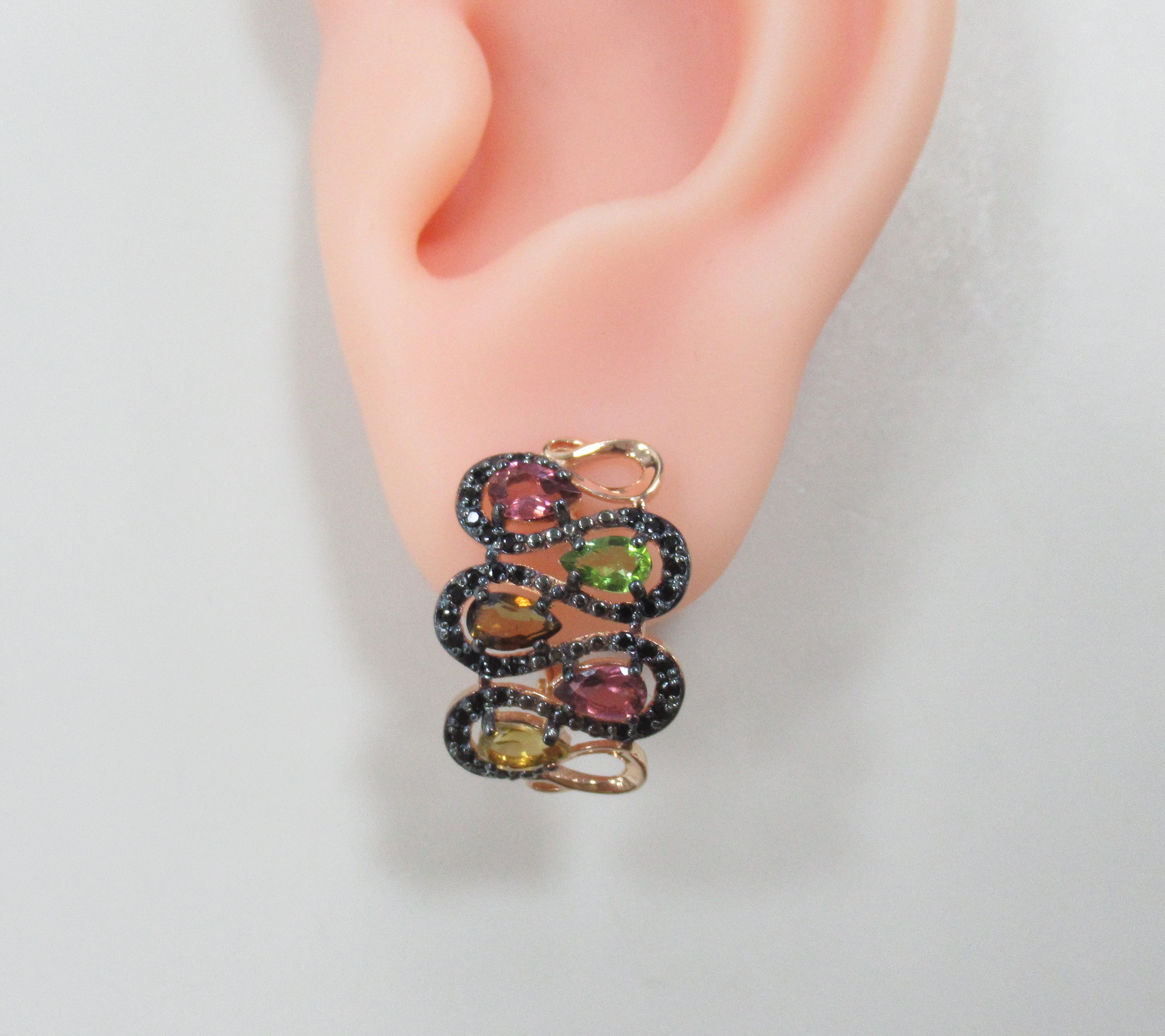 Серебряные серьги с турмалинами